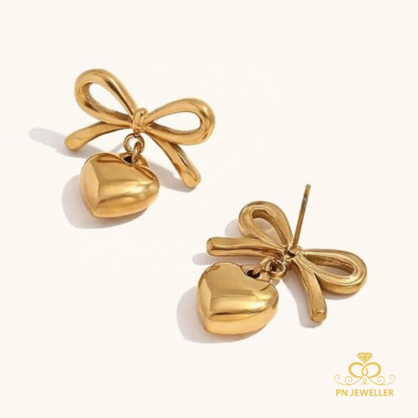 bow heart earrings