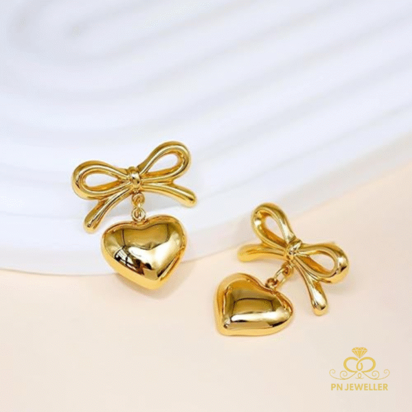 bow heart earrings