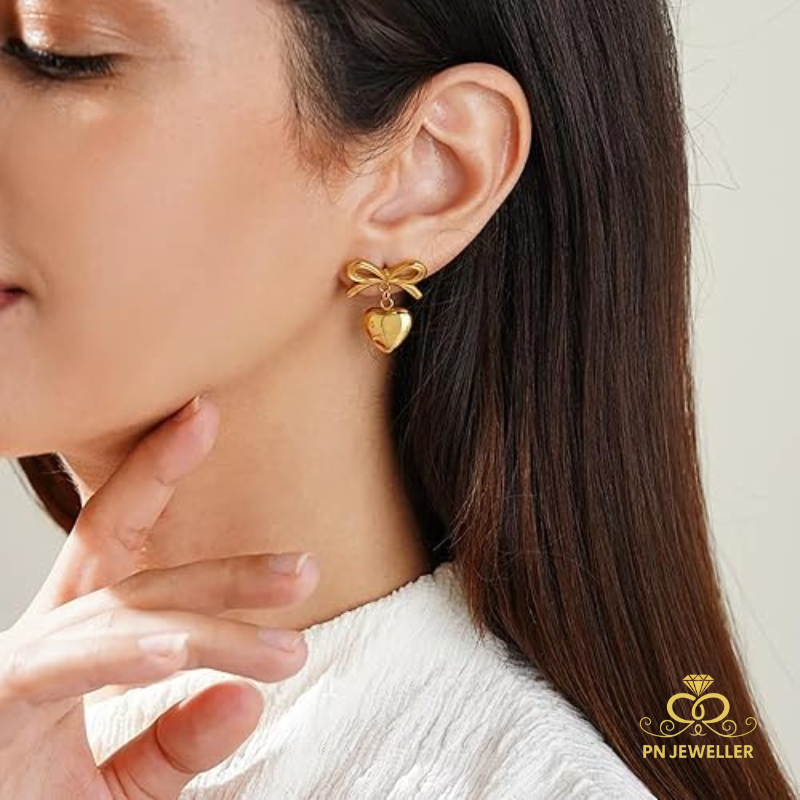 bow heart earrings